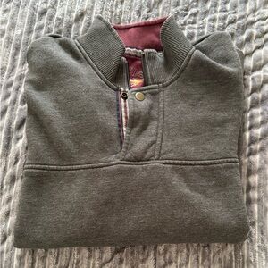 ORVIS 1/4 Zip Pullover Sweater Gray Snap Long Sleeve Fleece Mens Size: Large